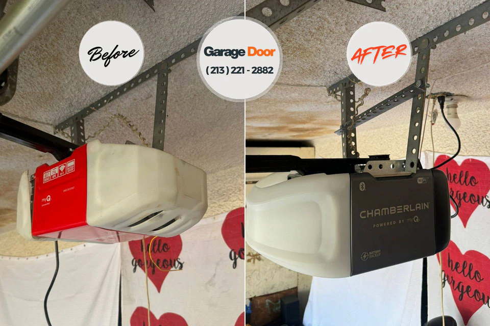 Before and after: garage door repair Fyffe, AL